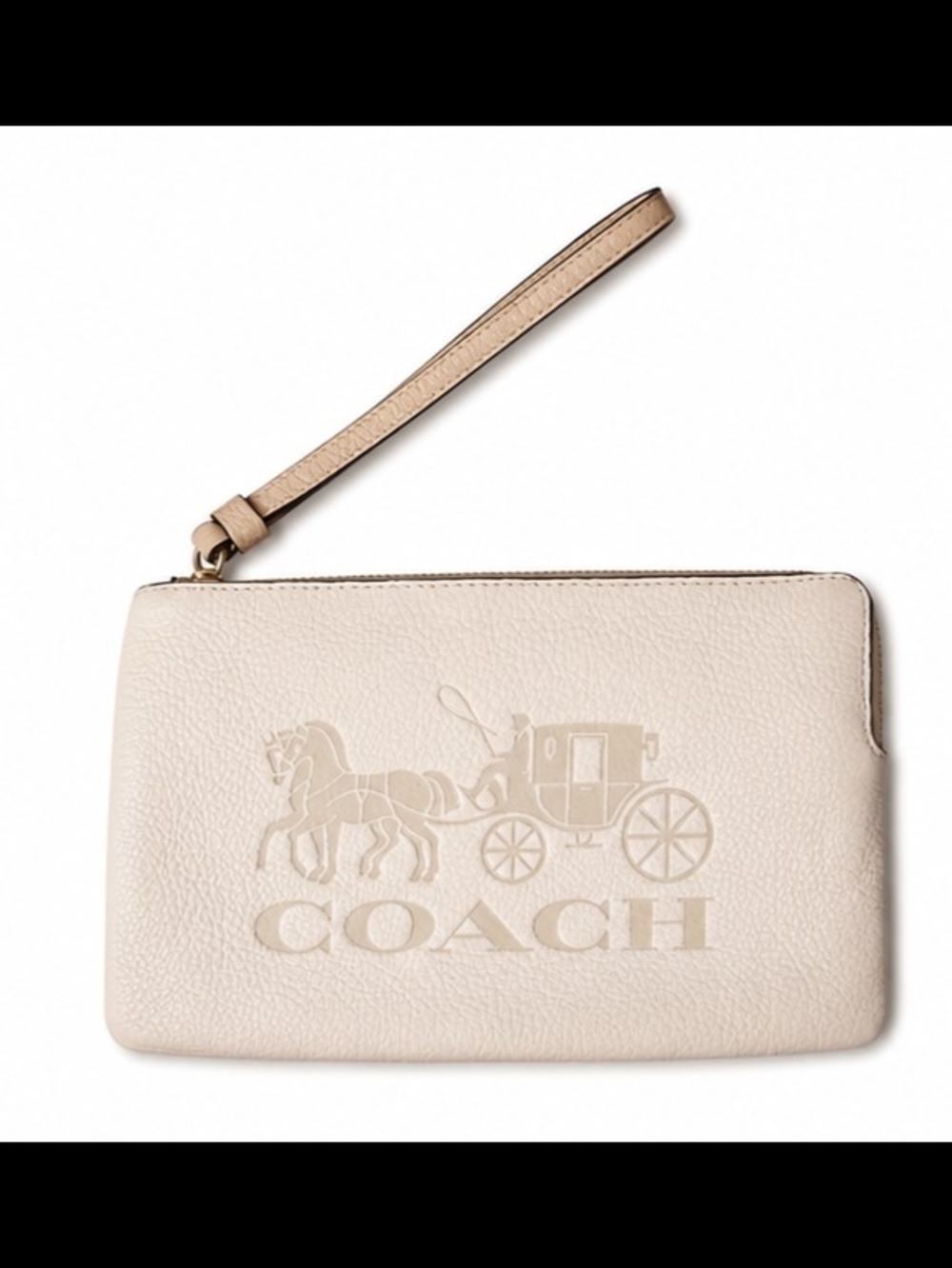 Coach Pebbled Leather Wristlet Clutch in Light Beige - Picture 1 of 4